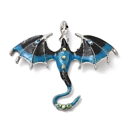 Синий Эмалированный сплав со стразами, большие подвески, птерозавр, платина, синие, 56x67x7.5 мм, отверстие : 5.5 мм