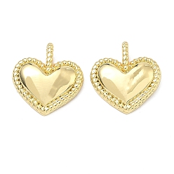 Настоящее золото 18K Латунные подвески, сердце прелести, долговечный, стойки покрытие, без кадмия и без свинца, реальный 18 k позолоченный, 17x16x5 мм, отверстие : 2.5x2 мм