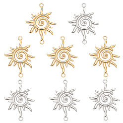 Mixed Color 8Pcs 2 Colors 304 Stainless Steel Connector Charms, Spiral Sun Links, Mixed Color, 34.5x25x2mm, Hole: 2.2mm, 4pcs/color