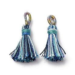 Морской Синий Полиэстер кисточкой подвески, Marine Blue, 36~36.5x6~7 мм, отверстие : 3x5 мм