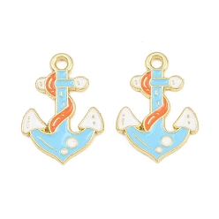Anchor & Helm Подвески из эмали и сплава, золотые, подвески для якоря и руля, 20.5x14.5x1.2 мм, отверстие : 1.8 мм