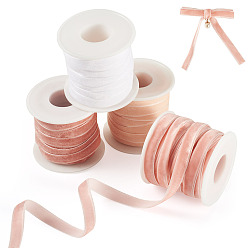 Couleur Mélangete 40 yards 4 couleurs ruban de velours simple face, 4pcs bobines vides en plastique, couleur mixte, 3/8 pouces (9.5~10 mm), environ 10 yards/couleur