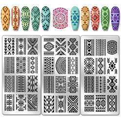 Mixed Shapes Шаблоны для нейл-арта своими руками из нержавеющей стали, шаблонный инструмент, прямоугольные, разнообразные, 12x6 см, 3 шт / комплект