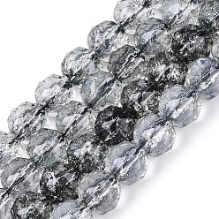 Черный Хрустящие прозрачные стеклянные бусины нити, имитация желе, круглые, граненые, чёрные, 7.5~8 мм, отверстие : 0.8~1.5 мм, около 48~49 шт / нитка, 13.98~14.57 дюйм (35.5~37 см)