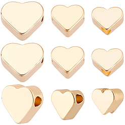 Настоящее золото 14K 60 шт. 3 стили латунные бусины-проставки, долговечный, сердце, реальный 14 k позолоченный, 5~7x6~8x3 мм, отверстие : 1.6~1.8 мм, 20 шт / стили