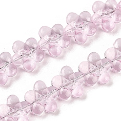 Бледно-Розовый Прозрачные стеклянные бусины, цветка сливы, розовый жемчуг, 12~13x12~13x7 мм, отверстие : 1 мм, около 59~60 шт / нитка, 24.80~25.20'' (63~64 см)