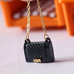 Noir Modèle de sac en alliage, accessoires de maison de poupée micro paysage, faire semblant de décorations d'accessoires, noir, 30x17x15mm