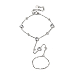 Нержавеющая Сталь Цвет Браслеты из нержавеющей стали и круглого стекла для женщин, цвет нержавеющей стали, 7-5/8 дюйм (19.4 см)