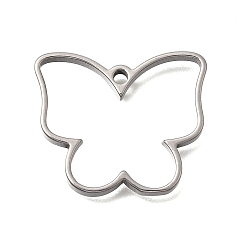 Бабочка 304 из нержавеющей стали полые подвески, анти-тускнение, бабочка, 24x28x3 мм, отверстие : 2 мм