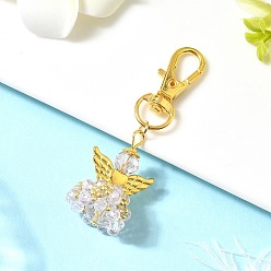 Pink Подвески из стекла и сплавов «ангел», с сплава шарнирного когтя омара застежками, розовые, 64 мм