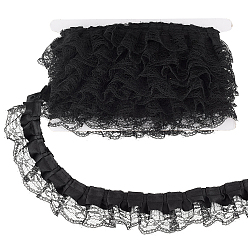 Noir 10 Bordure en dentelle à franges en polyester m, pour sacs à dos, accessoires de vêtements, avec carte d'affichage en carton, noir, 1-3/4 pouces (45 mm)
