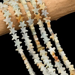 Flower Amazonite Натуральный цветок амазонитовые бусины пряди, звезда, 6x6x2 мм, отверстие : 0.7 мм, около 72 шт / нитка, 14.96'' (38 см)
