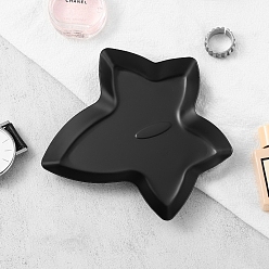 Черный Блюдо из нержавеющей стали, тарелка для украшений в форме листа, лоток для хранения колец, , серьга, чёрные, 115x110 мм