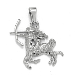 Стрелец Не тускнеющие 304 подвески из нержавеющей стали, , 12 созвездия/знаки зодиака, Стрелец, 34x36x3.3 мм, отверстие : 10x4.5 мм