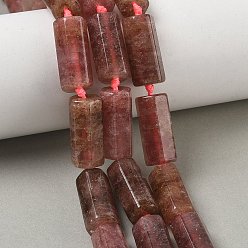Strawberry Quartz Natural Smrrawberry Quartz Beads Strands, Faceted, Column, 22~23x11~11.5x10~10.5mm, Hole: 1.2mm, about 16pcs/strand, 16.02~16.10''(40.7~40.9cm)
