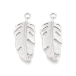 Нержавеющая Сталь Цвет 304 из нержавеющей стали перо подвески, цвет нержавеющей стали, 38x15x2 мм, отверстие : 3 мм