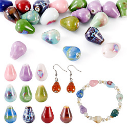 (52) Непрозрачная лаванда 20шт. фарфоровые бусины ручной работы, фантазии античного стекла фарфора, слеза, разноцветные, 14~15.5x10.5~11.5 мм, отверстие : 1.6~2 мм