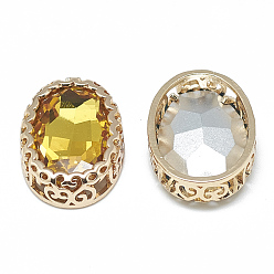 Топаз Шить на горный хрусталь, многожильных ссылки, стекло горный хрусталь, с легкими золотыми тонами латуни, аксессуары для одежды, овальные, топаз, 21x16x7 мм