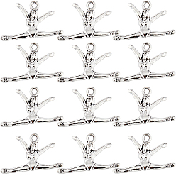 Античное Серебро 80 подвеска из сплава в тибетском стиле, гимнастика, античное серебро, 16x27x3.5 мм, отверстие : 2 мм