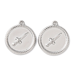 Другие 304 подвески из нержавеющей стали, плоско-круглые, цвет нержавеющей стали, меч, 17.5x15.5x2 мм, отверстие : 1.2 мм