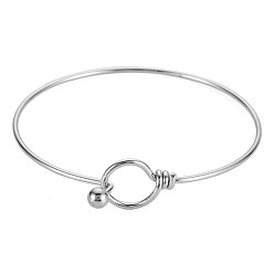 Stainless Steel Color Non-Tarnish Ring Shape Bangle, Cocktail Wire Wrap Bangle for Women, Stainless Steel Color, Inner Diameter: 2-3/8 inch(6.1cm)