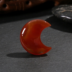 Красный Агат Массажер из натурального сердолика, Камень беспокойства для терапии беспокойства, луна, 30x25x8 мм