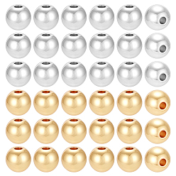 Золотой & Серебряный 160 шт. 2 цвета латунных дистанционных бусин, долговечный, круглые, золотой и серебряный, 6x5.5 мм, отверстие : 1.6 мм, 80 шт / цвет