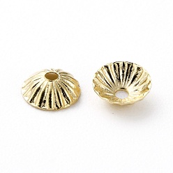 Настоящее золото 24K Латунной шариковой крышкой, мульти-лепесток цветка, долговечный, реальный 24 k позолоченный, 4.5x1.5 мм, отверстие : 1 мм