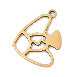 Настоящее золото 18K 201 подвески из нержавеющей стали, рыбы прелести, реальный 18 k позолоченный, 17.5x14.5x1 мм, отверстие : 1.4 мм