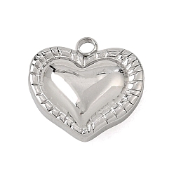 Stainless Steel Color 304 Stainless Steel Charms, Heart Charms, Stainless Steel Color, 14x15x5.5mm, Hole: 1.8mm