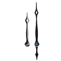 Черный Алюминиевый часовой указатель с длинным валом, стрелки часов для замены часов, чёрные, 256~430x37x2.4~3.8 мм, длинное отверстие иглы: 2.8x3.7 мм, короткое отверстие иглы: 5 мм, 2 шт / комплект