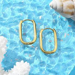 Золотой Ионное покрытие (ip) 304 серьги-кольца из нержавеющей стали для женщин, прямоугольные, золотые, 23.5x13x2 мм