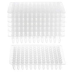 Clear 6Pcs Rectangle Plastic Disposable Cell Culture Plate, with 96-well Microplate Compartment, Bacterial Culture Plate, Clear, 79x118x20.5mm, Inner Diameter: 5.5mm, 6pcs/bag