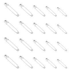 Stainless Steel Color Stainless Steel Safety Pins, Stainless Steel Color, 28.5~53.7x6~11.5x2.4~3.5mm, Hole: 2.7~4mm, Pin: 0.9mm, 300pcs/box