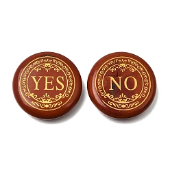 Red Jasper Engraved Natural Red Jasper Decision Stones, Fortune Telling Stones, Flat Round with Yes & No Pattern, 25x4.5~6mm