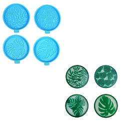 Темно-Голубой 4шт. пищевые силиконовые формы для подставок под стаканы своими руками, формы для литья смолы, плоско-круглые, глубокое синее небо, 105~106x10 мм