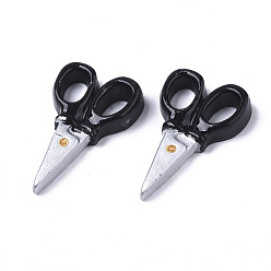 Черный Непрозрачные кабошоны из смолы, имитация ножниц, чёрные, 32.5x20x6 мм