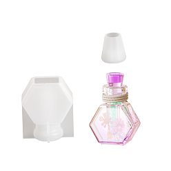 Шестиугольник Силиконовые формы для бутылок желаний своими руками, зыбучие формы, формы для литья смолы, для уф-смолы, изготовление изделий из эпоксидной смолы, белые, шестиугольник, 50x42x24 мм, внутренний диаметр: 16x21 мм