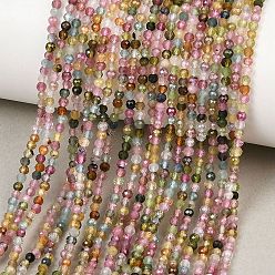 Турмалин Нити из натуральных разноцветных турмалиновых бусин, круглые, граненые, класс АА, 2~2.5 мм, отверстие : 0.5 мм, около 191 шт / нитка, 15.43'' (39.2 см)