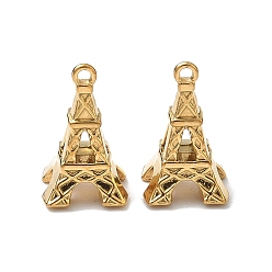 Настоящее золото 18K 304 подвески из нержавеющей стали, Эйфелева башня очарование, ионное покрытие (ip), реальный 18 k позолоченный, 16x9.5x10 мм, отверстие : 1.4 мм