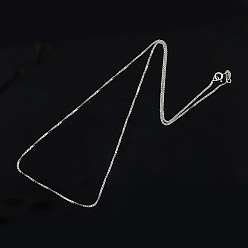 Платина Антикоррозийное родиевое покрытие 925 ожерелья из стерлингового серебра, коробка цепи, с застежками пружинного кольца, тонкая цепь, платина, 16 дюйм, 1 мм