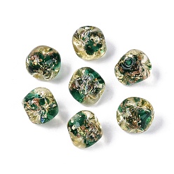 Морско-зеленый Бусины ручной работы бусины золотого песка, самородки, цвета морской волны, 9.5~11x9.5~11.5x9.5~11.5 мм, отверстие : 1.2~1.8 мм
