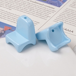 Light Sky Blue Spray Painted Opaque Acrylic Beads, Chair, Light Sky Blue, 24x20x20mm, Hole: 2.5mm