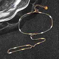 Настоящее золото 18K 304 Браслеты из эмалированных звеньев из нержавеющей стали для женщин, ионное покрытие (ip), реальный 18 k позолоченный, 6-3/4 дюйм (17.3 см)