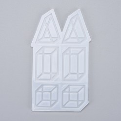 White Solid Geometric Shape Silicone Molds, for DIY Earrings, Pendant Necklace Jewelry Silicone Resin Casting Mold, White, 186x109x5mm, Inner Diameter: 55.5~63x42~43mm