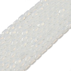 Прозрачный Стеклянные бусины, имитация нефрита , прямоугольные, граненые, прозрачные, 7x4.5x3.5 мм, отверстие : 0.9 мм, около 79~80 шт / нитка, 21.65''~22.24'' (55~56.5 см)