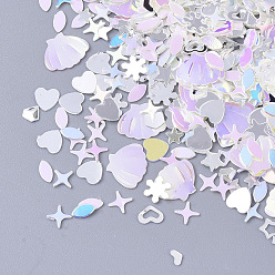 (52) Непрозрачная лаванда Аксессуары для орнаментов, пластиковые пайетки / блестки из пвх, нет отверстий / неосвещенных бусинок, разнообразные, разноцветные, 1.5~6.5x1.5~8x0.4 мм