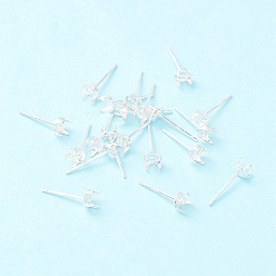 Серебро 925 серьги-гвоздики из стерлингового серебра, серьги с зубцами, серебряные, лоток : 4 мм, 5x5 мм, штифты : 0.7 мм