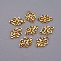 Золотой Соединительные элементы в тибетском стиле, цинковых сплавов, цветок, золотые, не содержит кадмия, никеля и свинца, 18x13x1 мм, отверстие : 2 мм
