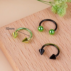 (52) Непрозрачная лаванда 316l круглые/подковообразные кольца для носа из нержавеющей стали, разноцветные, 10 мм, штифты : 1.2 мм, 3 шт / комплект
